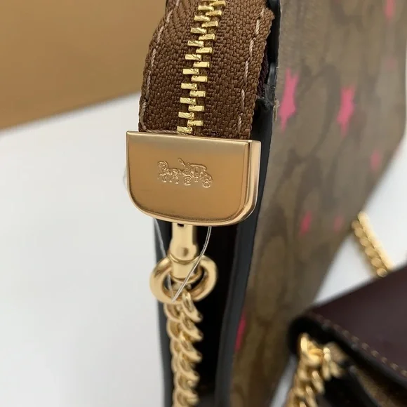 COACH NWT Poppy Crossbody With Card Case In Signature Canvas With Disco Star - Picture 14 of 16